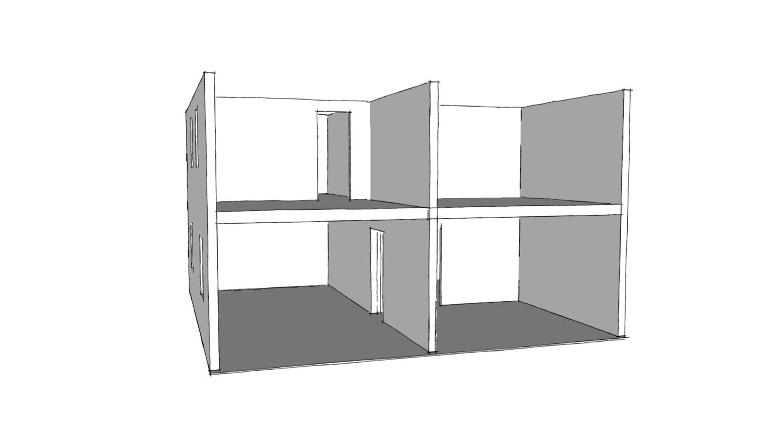 Cape sketch before renovation